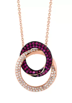 Outlet 👏 1/4 ct. t.w. Diamond and 3/8 ct. t.w. Ruby Pendant Necklace in 14K Rose Gold by Effy® 😉
