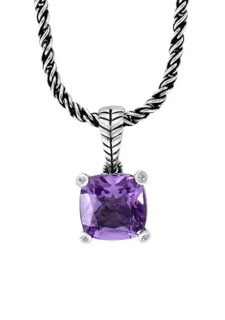 Coupon 🤩 Amethyst Cable Pendant Necklace in Sterling Silver by Effy® 🌟