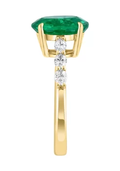 Best deal 🎉 Diamond and Natural Emerald Ring in 14K Yellow Gold by Effy® ⭐ -Effy® Sales Shop Belk 3176