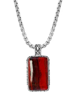 Best Pirce 💯 Men's 10.65 ct. t.w. Red Jasper Pendant Necklace in Sterling Silver by Effy® 😍