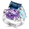 Best Sale ✔️ Pink Amethyst, Blue Topaz, White Topaz, and Rhodolite Ring in Sterling Silver by Effy® 👍