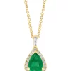 Cheap 😀 14K Yellow Gold Diamond and Natural Emerald Pendant Necklace by Effy® 🎉