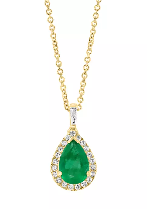 Cheap 😀 14K Yellow Gold Diamond and Natural Emerald Pendant Necklace by Effy® 🎉 1 Cheap 😀 14K Yellow Gold Diamond and Natural Emerald Pendant Necklace by Effy® 🎉