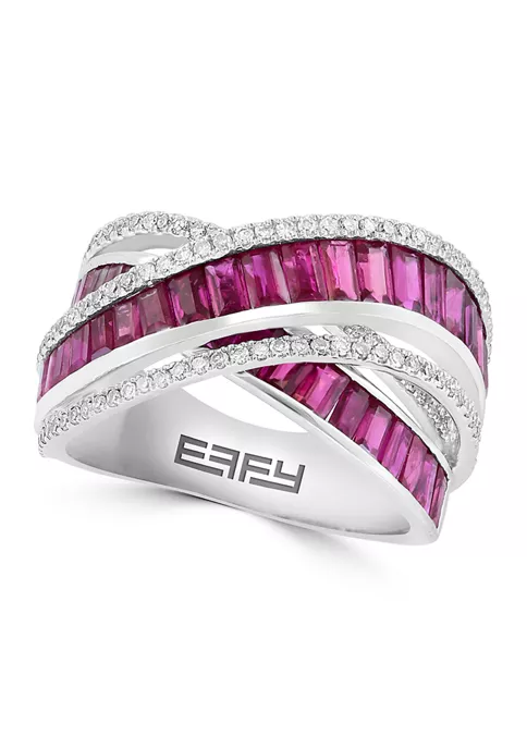 Budget 🧨 14K White Gold Diamond and Natural Ruby Ring by Effy® 🔥 1 Budget 🧨 14K White Gold Diamond and Natural Ruby Ring by Effy® 🔥