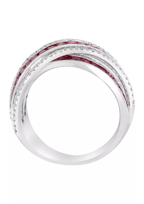 Budget 🧨 14K White Gold Diamond and Natural Ruby Ring by Effy® 🔥 3 Budget 🧨 14K White Gold Diamond and Natural Ruby Ring by Effy® 🔥 - Image 3