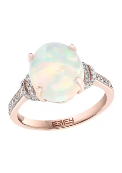 Best Pirce 👏 1/4 ct. t.w. Diamond and 3.15 ct. t.w. Ethiopian Opal Ring in 14K Yellow Gold by Effy® 🌟 -Effy® Sales Shop Belk 3259