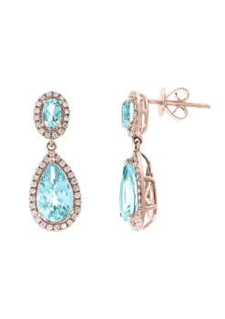 Cheap 😉 1/3 ct. tw. Diamond and 2.75 ct. tw. Aquamarine Earrings in 14K Rose Gold by Effy® 🔥