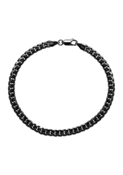 Outlet 🤩 Sterling Silver and Black Rhodium Mens 8.5 Inch Link Chain by Effy® 🎁