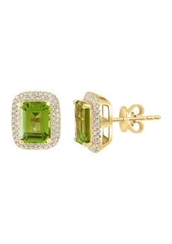 Best Pirce 😀 3/8 ct. t.w. Diamond and Peridot Earrings in 14K Yellow Gold by Effy® 🥰 -Effy® Sales Shop Belk 3307