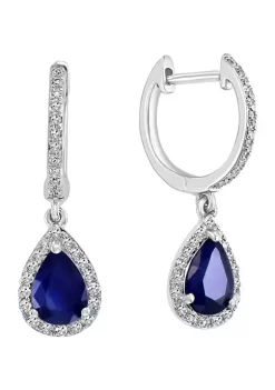Promo ⌛ 1/4 ct. t.w. Diamond and 1.42 ct. t.w. Natural Sapphire Drop Earrings in 14K White Gold by Effy® 😀 -Effy® Sales Shop Belk 3337