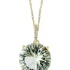 New 🎁 9.78 ct. t.w. Green Amethyst and 1/10 ct. t.w. Diamond Accent Pendant Necklace in 14K Yellow Gold by Effy® 😍