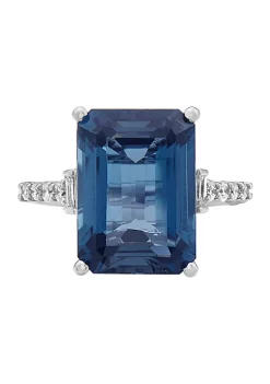 Budget ⌛ 1/5 ct. t.w. Diamonds and 8.35 ct. t.w. London Blue Topaz Ring in 14k White Gold by Effy® ⭐