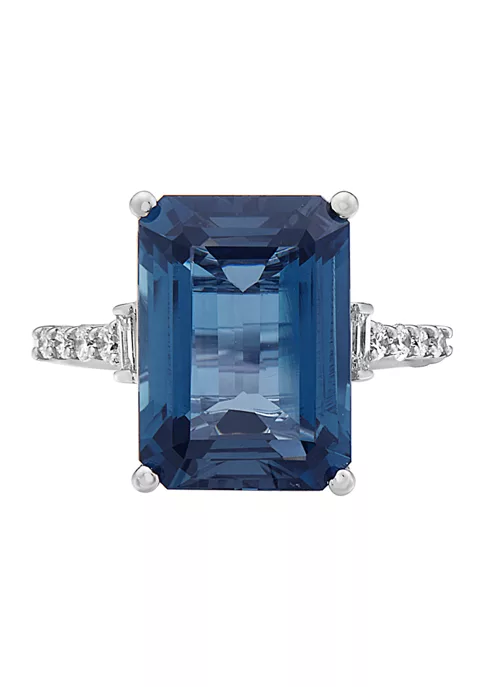 Budget ⌛ 1/5 ct. t.w. Diamonds and 8.35 ct. t.w. London Blue Topaz Ring in 14k White Gold by Effy® ⭐ 1 Budget ⌛ 1/5 ct. t.w. Diamonds and 8.35 ct. t.w. London Blue Topaz Ring in 14k White Gold by Effy® ⭐