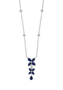 Best deal 😀 1/8 ct. t.w. Diamonds and 1.26 ct. t.w. Blue Sapphire Pendant Necklace in 14K White Gold by Effy® 👏