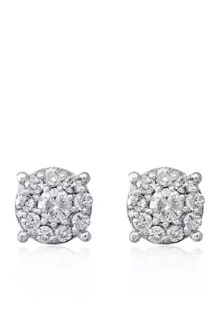 Budget ❤️ 1/2 ct. t.w. Diamond Cluster Earrings in 14K White Gold by Effy® 🧨