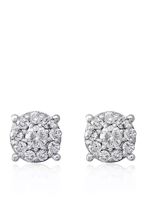 Budget ❤️ 1/2 ct. t.w. Diamond Cluster Earrings in 14K White Gold by Effy® 🧨 3 Budget ❤️ 1/2 ct. t.w. Diamond Cluster Earrings in 14K White Gold by Effy® 🧨 - Image 3