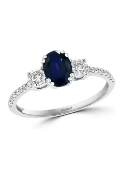 Brand new 🔔 1/5 ct. t.w. Diamond and 1 ct. t.w. Sapphire Oval Ring in 14K White Gold by Effy® 🤩