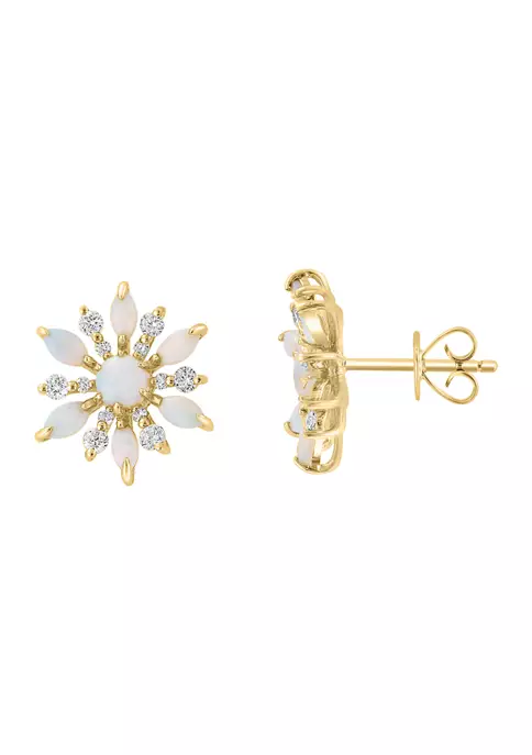 Cheap 🔔 14K Yellow Gold Diamond and Opal Earrings by Effy® ⭐ 2 Cheap 🔔 14K Yellow Gold Diamond and Opal Earrings by Effy® ⭐ - Image 2