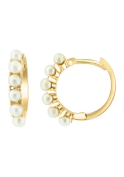 Discount 🎁 Freshwater Pearl Hoop Earrings in 14K Yellow Gold by Effy® 😍