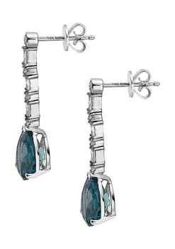 Best Sale 🧨 14K White Gold 1/3 ct. t.w. Diamond and 5.35 ct. t.w. London Blue Topaz Earrings by Effy® ❤️ -Effy® Sales Shop Belk 3381