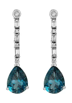 Best Sale 🧨 14K White Gold 1/3 ct. t.w. Diamond and 5.35 ct. t.w. London Blue Topaz Earrings by Effy® ❤️ -Effy® Sales Shop Belk 3382