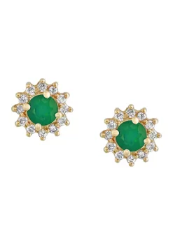 Top 10 🔥 1/4 ct. t.w. Diamond and 1/2 ct. t.w. Emerald Earrings in 14K Yellow Gold by Effy® 🧨