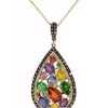Buy 🤩 5/8 ct. t.w. Diamond and 3.57 ct. t.w. Sapphire, Orange Sapphire, Pink Sapphire, Purple Sapphire, Tsavorite, and Yellow Sapphire Pendant Necklace in 14K Yellow Gold by Effy® ❤️