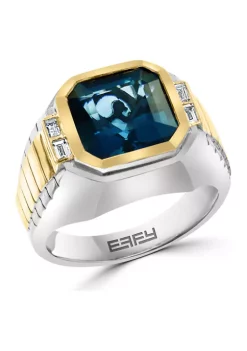 Best deal 🥰 1/6 ct. t.w. Diamond and 7.35 ct. t.w. Blue Topaz Ring in Sterling Silver by Effy® 🔥