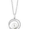 Deals 🔥 1/5 ct. t.w. Diamond and Freshwater Pearl Pendant Necklace in Sterling Silver by Effy® ⌛