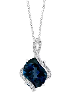 Discount ⭐ 1/6 ct. t.w. Diamond and 5.7 ct. t.w. London Blue Topaz Pendant Necklace in 14K White Gold by Effy® 😀 -Effy® Sales Shop Belk 3427