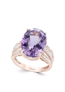 Coupon 🔥 3/8 ct. t.w. Diamond and Pink Amethyst Ring in 14k Rose Gold by Effy® 🥰