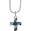 Hot Sale 🎉 925 Sterling Silver/18K Yellow Gold 4.11 ct. t.w. Blue Topaz, London Blue Topaz, and Sky Blue Topaz Cross Pendant Necklace by Effy® 👏