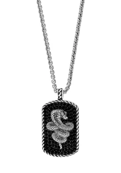 New 🎉 Men's Sterling Silver Black Spinel Snake Pendant Necklace by Effy® 😀 -Effy® Sales Shop Belk 3440