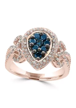 Best deal 😉 1/2 ct. t.w. Blue Diamond and 1/2 ct. t.w. White Diamond Ring in 14K Rose Gold by Effy® 🎉