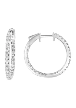Best Pirce 🌟 3/4 ct. t.w. Diamond Hoop Earrings in 14K White Gold by Effy® 👏