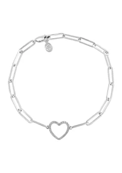 Coupon 🛒 1/10 ct. t.w. Diamond Heart Paperclip Bracelet in Sterling Silver by Effy® ✔️