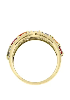 Best Sale 🌟 3/7 ct. t.w. Diamond, 2.70 ct. t.w. Multi Sapphire, Natural Ceylon Sapphire, Green Sapphire, Orange Sapphire, Pink Sapphire, Yellow Sapphire Ring in 14k Yellow Gold by Effy® 💯 -Effy® Sales Shop Belk 3496
