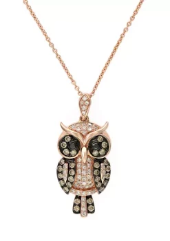 Cheapest ✨ 5/8 ct. t.w. Diamond Confetti Owl Pendant Necklace in 14K Rose Gold by Effy® 🤩