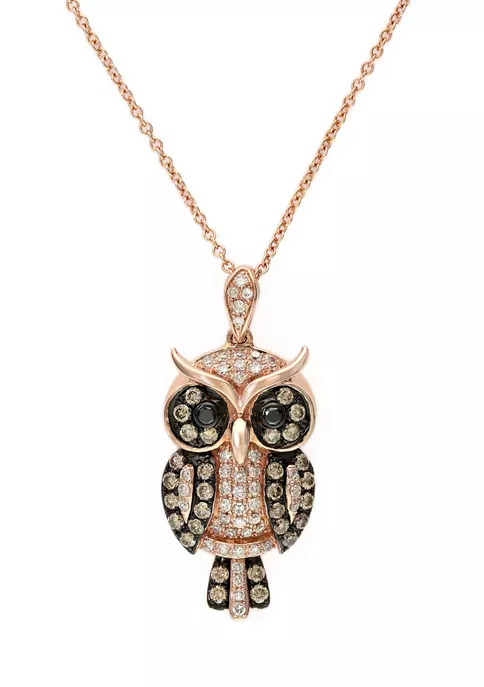 Cheapest ✨ 5/8 ct. t.w. Diamond Confetti Owl Pendant Necklace in 14K Rose Gold by Effy® 🤩 1 Cheapest ✨ 5/8 ct. t.w. Diamond Confetti Owl Pendant Necklace in 14K Rose Gold by Effy® 🤩