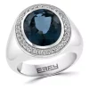 Promo ❤️ Men's Sterling Silver Blue and White Topaz Ring by Effy® 🎁