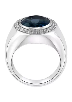 Promo ❤️ Men's Sterling Silver Blue and White Topaz Ring by Effy® 🎁 -Effy® Sales Shop Belk 3507