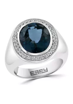 Promo ❤️ Men's Sterling Silver Blue and White Topaz Ring by Effy® 🎁 -Effy® Sales Shop Belk 3508