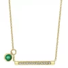 Budget 🔥 1/10 ct. t.w. Diamond and 1/10 ct. t.w. Emerald Bar Necklace in 14K Yellow Gold by Effy® 🌟