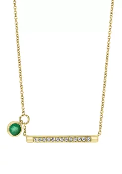 Budget 🔥 1/10 ct. t.w. Diamond and 1/10 ct. t.w. Emerald Bar Necklace in 14K Yellow Gold by Effy® 🌟