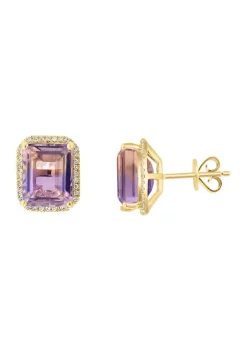Top 10 🧨 1/5 ct. t.w. Diamond and 5.9 ct. t.w. Ametrine Earrings in 14K Yellow Gold by Effy® 👏