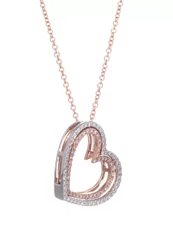 Discount ✨ 1/3 ct. t.w. Diamond Double Heart Pendant Necklace in 14k White & Rose Gold by Effy® 🛒