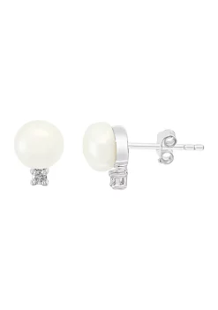 Best reviews of 🤩 Sterling Silver Freshwater Pearl and 1/10 ct. t.w. Diamond Earrings by Effy® 🎁