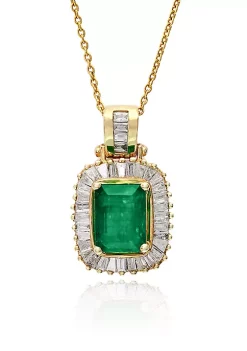 Coupon 😉 Emerald and Diamond Pendant Necklace in 14K Yellow Gold by Effy® 🎉