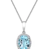 New 🎉 1/10 ct. t.w. Diamond and 2.4 ct. t.w. Aquamarine Pendant Necklace in 14K White Gold by Effy® 💯
