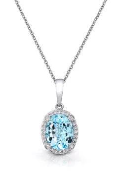 New 🎉 1/10 ct. t.w. Diamond and 2.4 ct. t.w. Aquamarine Pendant Necklace in 14K White Gold by Effy® 💯